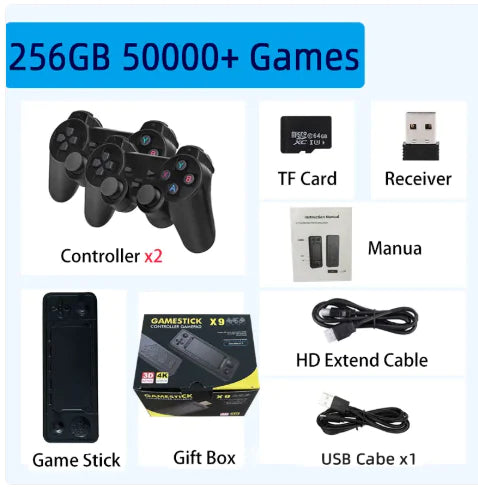 Consola de Juegos Inalámbrica 4K 256G + 50000